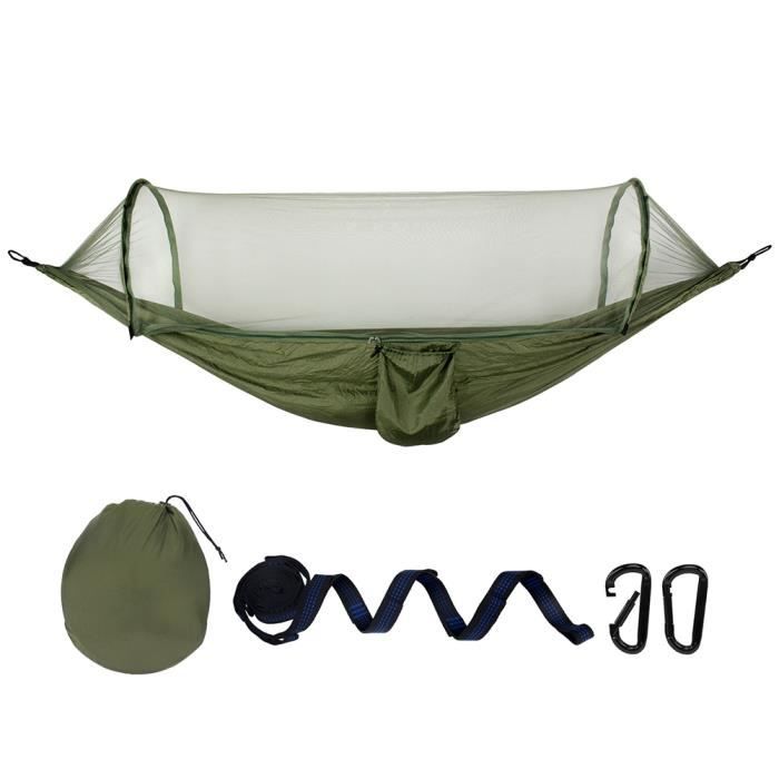 Hamac Double Avec Moustiquaire - 300x200cm - 300kg Charge - Nylon Léger - Camping, Jardin - Vert