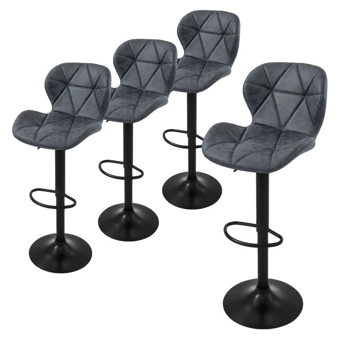 ML-Design Tabouret de bar set de 4 revêtement en similicuir anthracite avec dossier et repose-pieds réglable