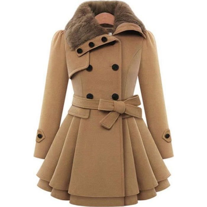manteau laine beige femme