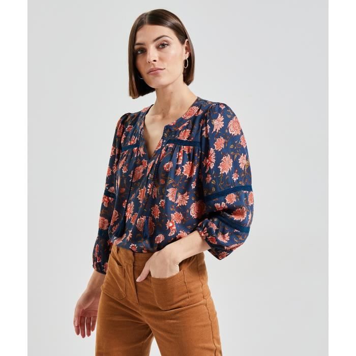 GRAIN DE MALICE Blouse fleurie femme Beige Cdiscount Pret a Porter
