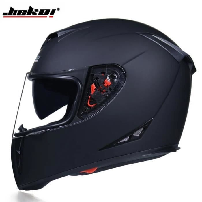Casque Moto Intégral Rabattable Double Visière – Homme/Femme – Course – Noir