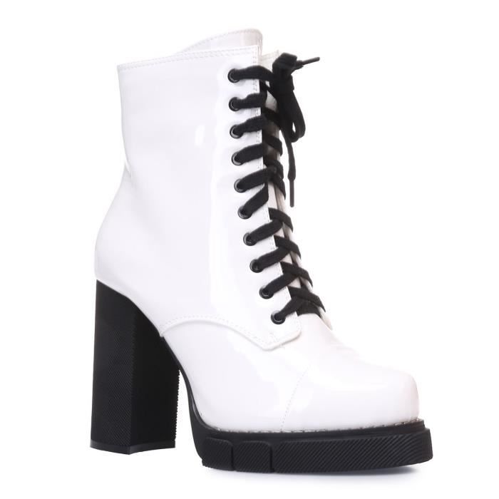 bottines blanches vernies
