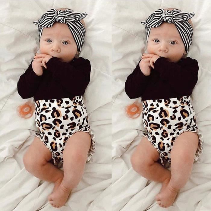 Enfant en bas âge enfants bébé fille vêtements pour bébés barboteuse hauts  pantalons imprimés léopard tenues Noir Noir - Cdiscount Prêt-à-Porter