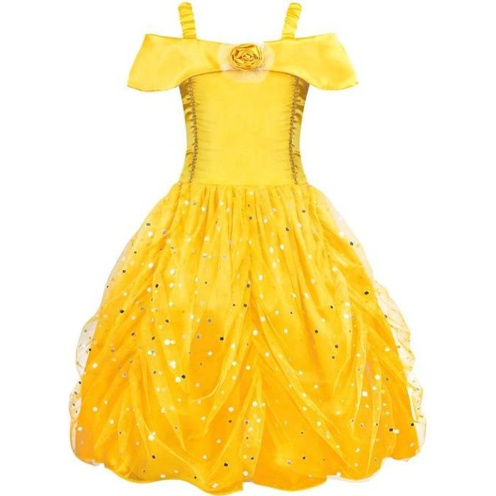 Costume Princesse Jasmin Fille - AMZBARLEY - Épaules Dénudées - Carnaval  Halloween Cosplay