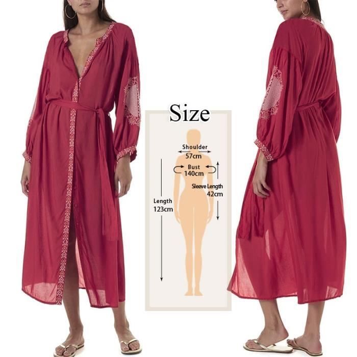 Robe Longue Kaftan Plage - Paréo Couvrant Maillot De Bain - Taille Unique En Polyester Léger - 5