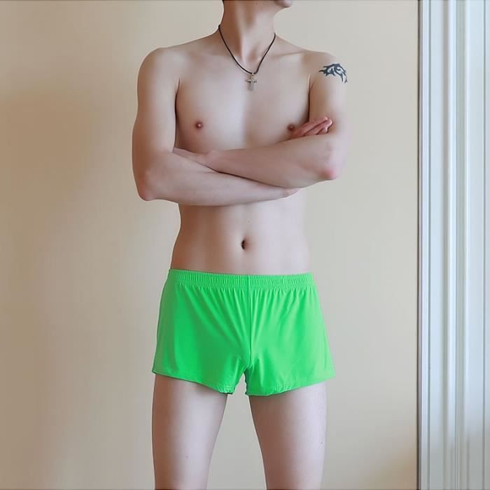 Sous v tement Boxer en soie glac e pour homme pantalon ample et