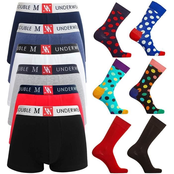 Boxers Homme Coton Lot De 6 - Caleçon Ample Boutonné - Ceinture élastique Confortable - Tailles M à 4XL - Lavable Machine 40°C