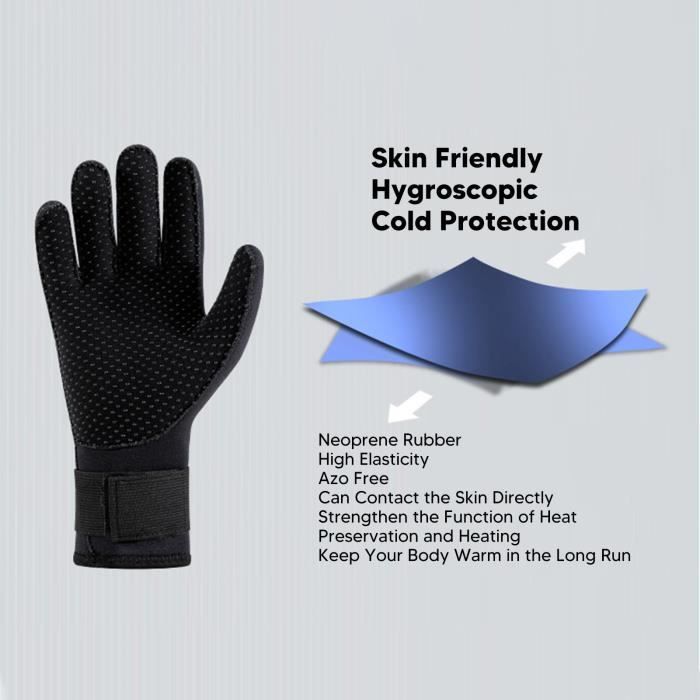 Gants Néoprène 3 Mm Ou 5 Mm WEAXIO – Plongée, Kayak, Pêche, Antidérapants, Réglables, Cinq Doigts