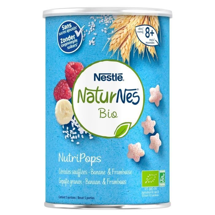 Lot De 3 Nestle Naturnes Bio Nutripops Banane Framboise Cereale Bebe Des 8 Mois Boite De 35g Achat Vente Cereales Bebe Lot De 3 Nestle Naturnes