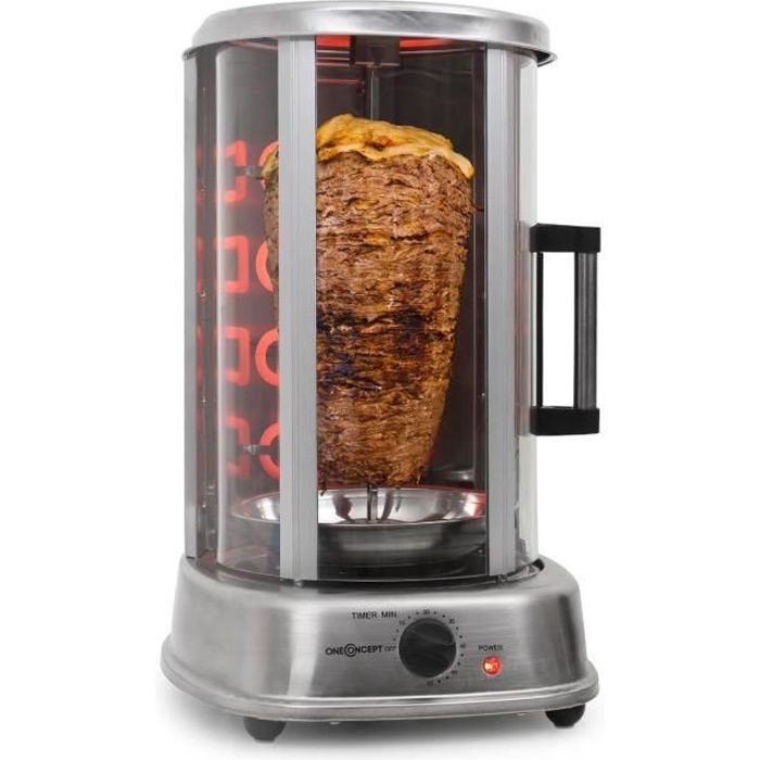 Rôtissoire Verticale électrique à Kebab - Acier Inoxydable - 1400W - Portable - Noir - Marque Clatronic