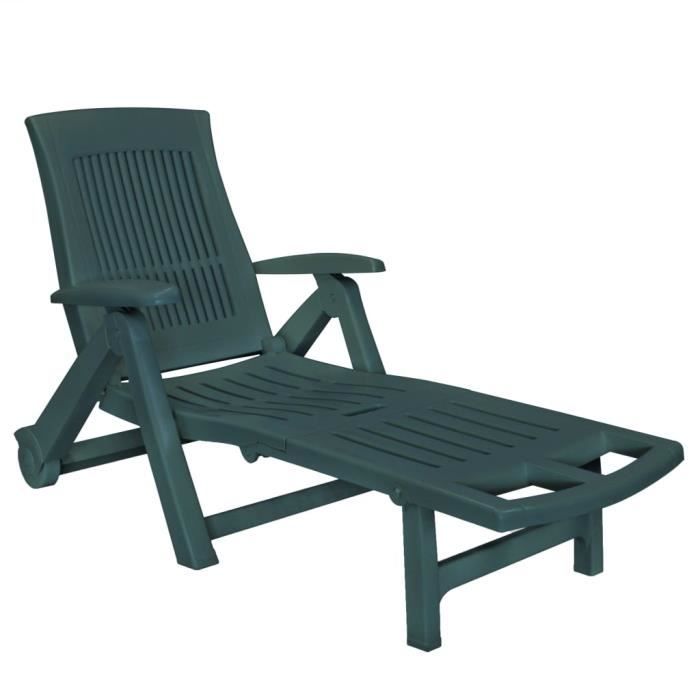 Chaise Longue De Jardin Chaise Longue Pliante Bain De Soleil Transat Avec Repose Pied Plastique Vert Achat Vente Chaise Longue Chaise Longue De Cdiscount
