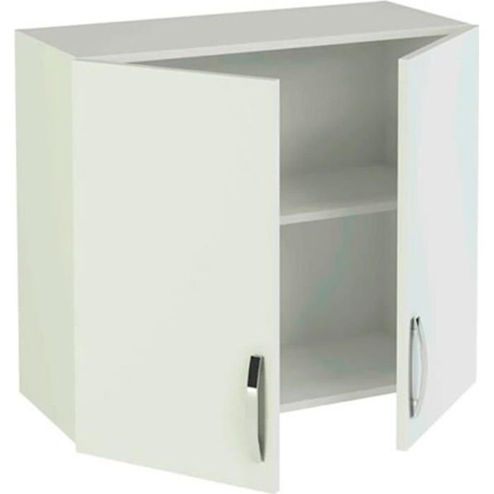 meuble haut de cuisine 2 portes coloris blanc - hauteur 70 x longueur 80 x profondeur 35 cm