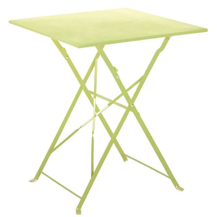 table de jardin pliante en acier coloris pomme dim 60 x 60 x 70cm cdiscount maison