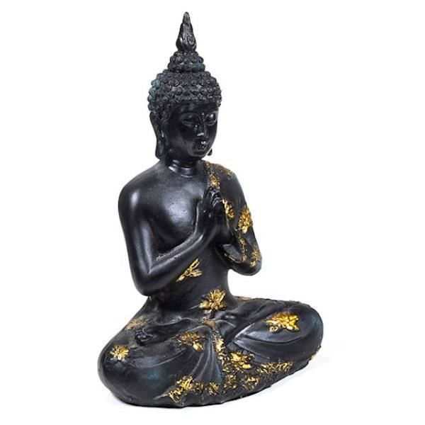 Bouddha Thai Priant Noir Et Dore Statue 22 Cm 15 5x9x22 Noir Et Dore Cdiscount Maison