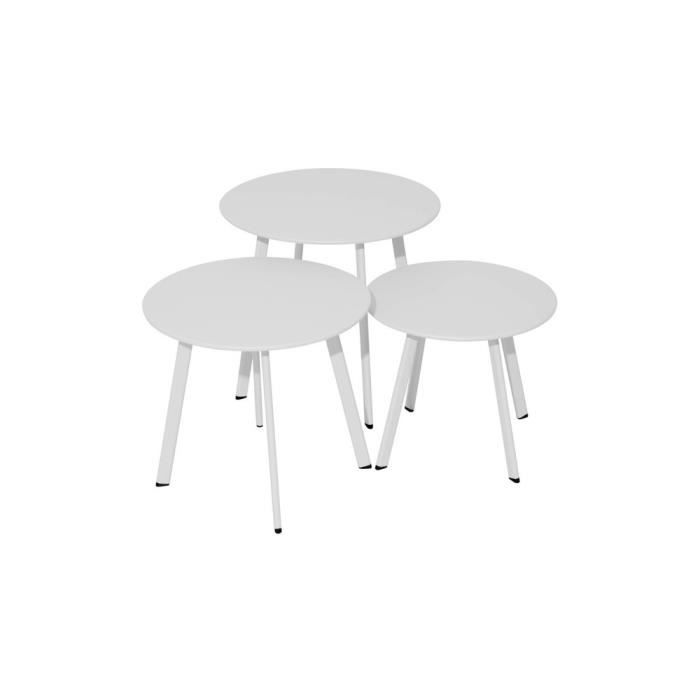 table basse de jardin ronde en acier époxy blanc - ø 45 cm - proloisirs