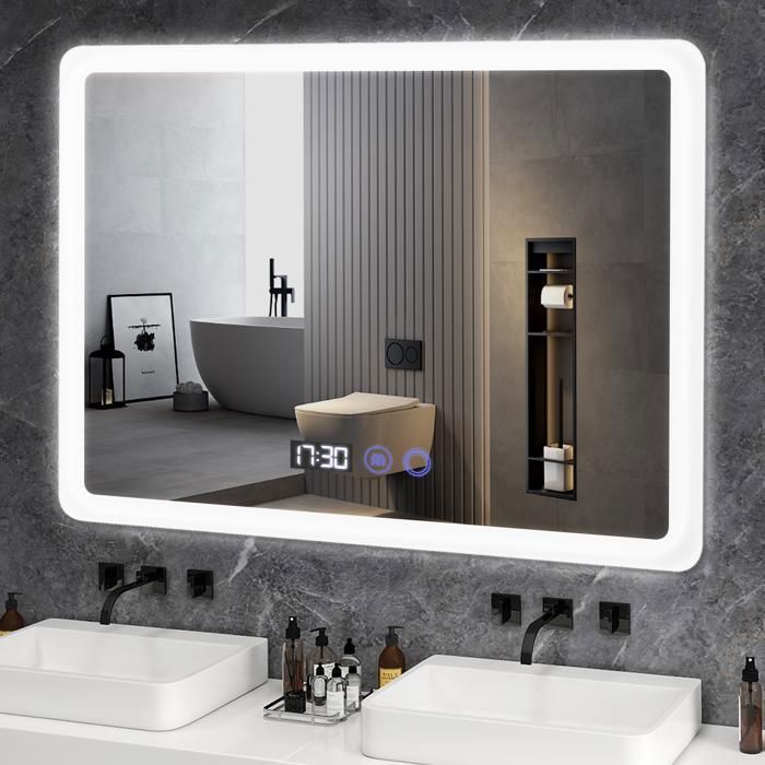 Xinyang Miroir LED Salle De Bain 80x60 Cm – Antibuée, Tactile, IP44, Blanc Froid – Installation Horizontale/Verticale
