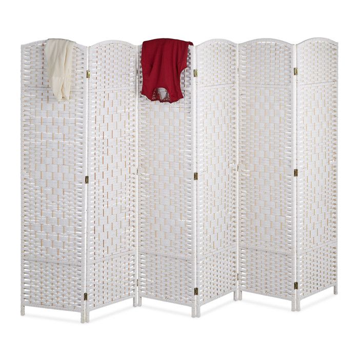 Paravent Relaxdays H x L : 170 x 240 cm paravent pliable paravent à 6 panneaux bois et corde en papier blanc