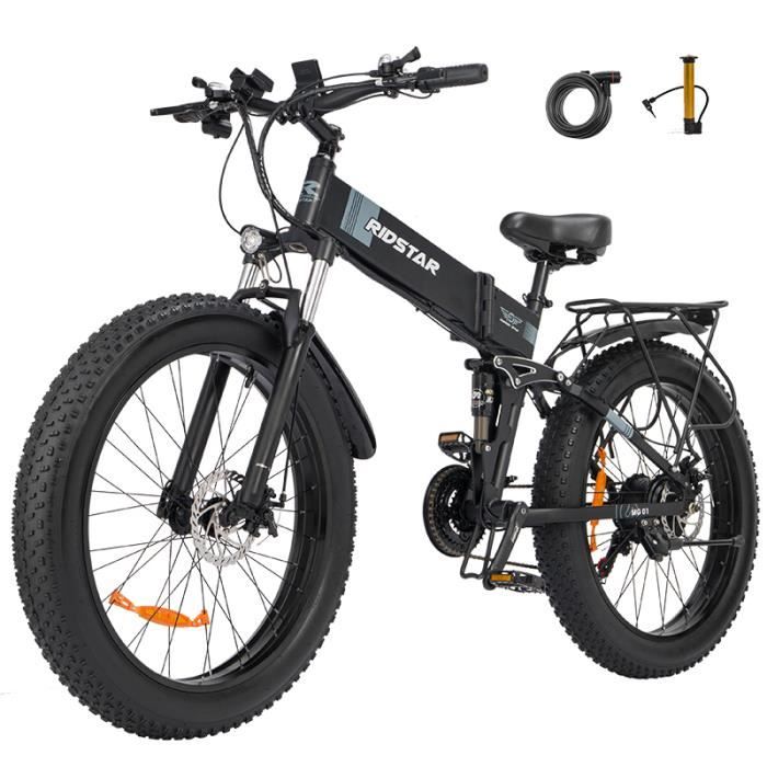 V lo lectrique pliant RIDSTAR H26 1000W Batterie amovible 48V14Ah Vitesse 50 km h Shimano 7 vitesses