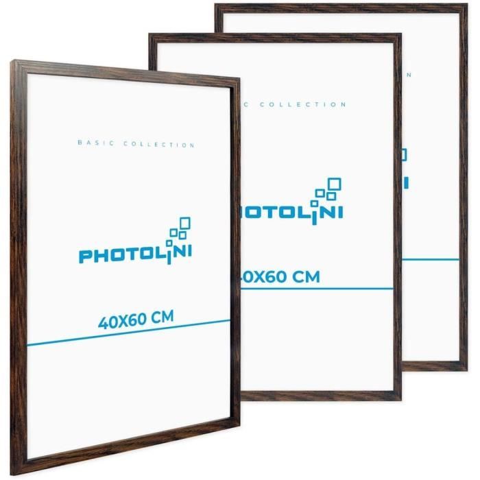 Cadre 40 X 60 Bois Mdf Chêne Foncé,Lot De 3 Cadres Photo Pour Posters Et Affiches,Verre