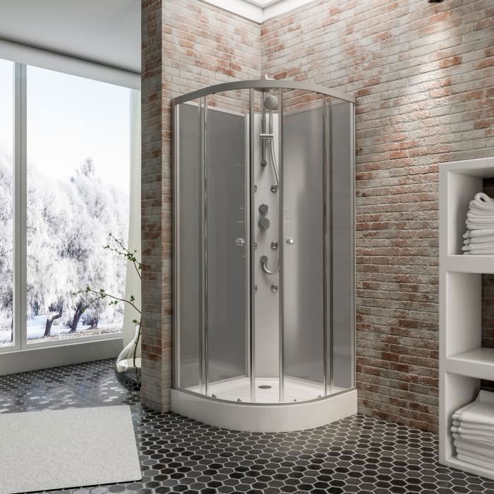 Schulte cabine de douche intégrale 85x85x225cm verre 4mm cabine complète hydromassante portes coulissantes alu-argentéRhodos
