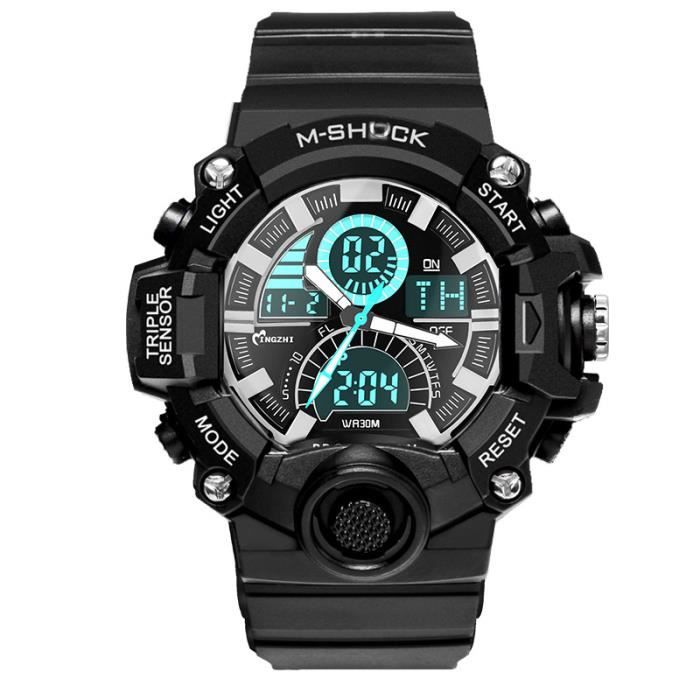 Montre enfant garçon LED numérique multifonction mode sport montre étudiante adolescent noir cool popularité