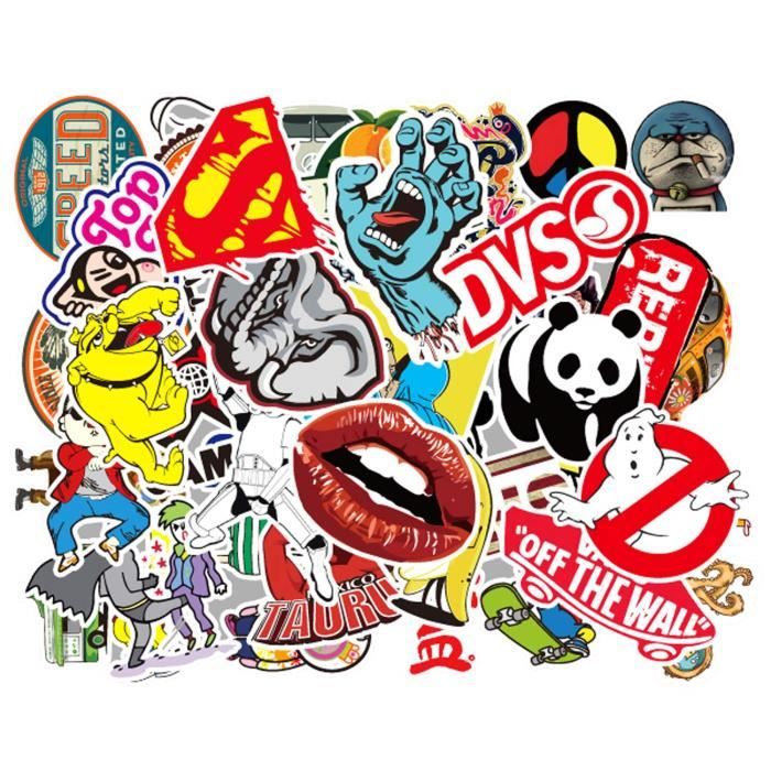 Graffiti Autocollant,50 Sticker Voiture en Vinyle pour Décor Ordinateur