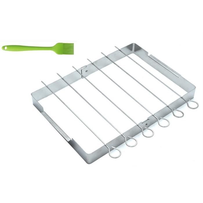 Support Vertical Pour Barbecue Kebab En Acier Inoxydable Avec 3 Brochettes De Rechange De Différentes Tailles Et Plateau Vertical à Brochette Avec Manche Pour Kebab De Dinde, Poulet