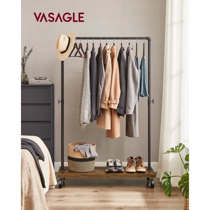 Portant à vêtements - VASAGLE - HSR65BX - Noir - 104,5 x 40 x 160