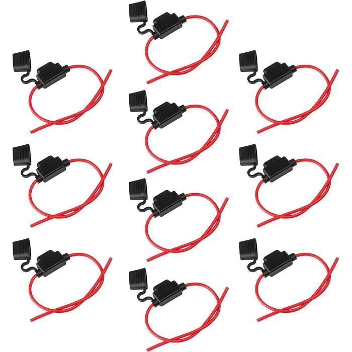 Lot De 5 Porte-Fusibles Mini Lame ATM 20A – Extension Fil 16AWG 230 Mm, Connecteur Boîte à Fusibles Voiture Robuste