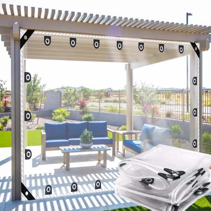 Bâche Transparente Imperméable 2x3m Avec œillets - Protection Extérieure Pour Terrasse, Serre Ou Poulailler