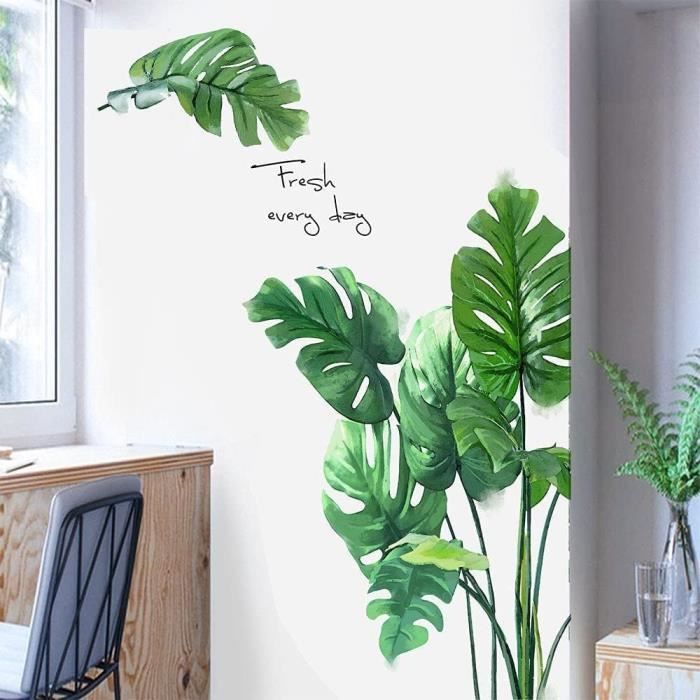 Autocollant Mural 3D Plantes Vertes 30x90cm - Effet Réaliste Pour Décoration Intérieure