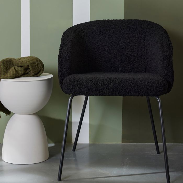 Fauteuil en bouclette MATCHA - FACTORY - Noir 55x62 cm Fauteuil en bouclette MATCHA - FACTORY - Noir 55x62 cm