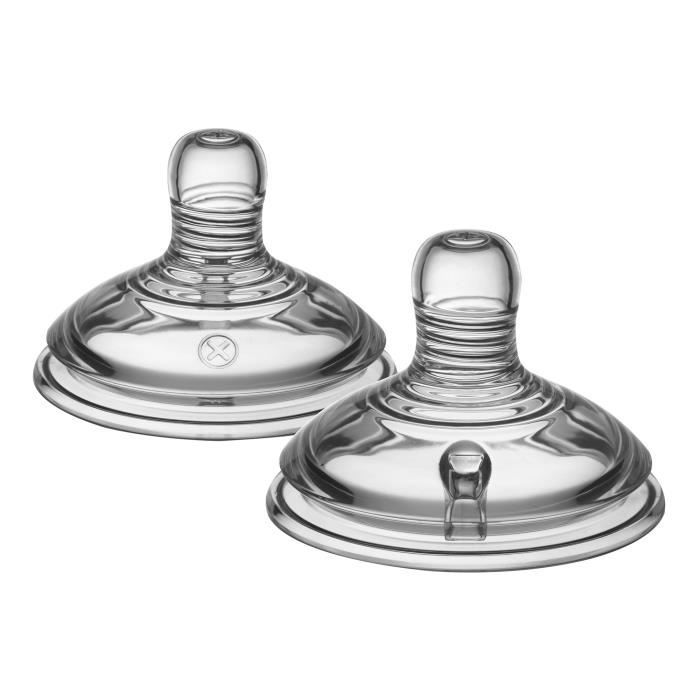 Tommee Tippee - Tétines de Biberon Closer to Nature - Imitant le Sein Maternel avec Valve Anti-Colique - Débit Variable - Lot de 2