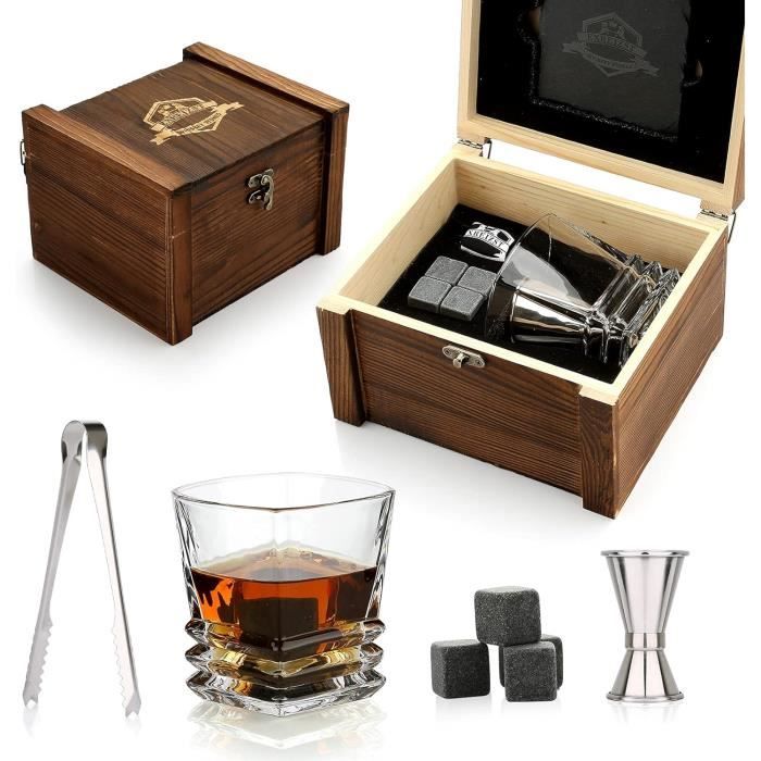 LIITON Grand Canyon Crystal Bourbon Whisky Glasses Coffret cadeau de 4, verre à cocktail à l'ancienne congelable, cadeau de luxe pour homme, 10 oz