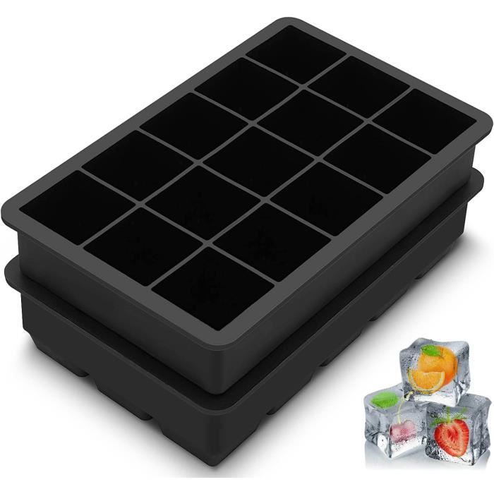 Lot De 2 Bacs À Glaçons En Silicone Xxl Avec Couvercle[J367] - Achat