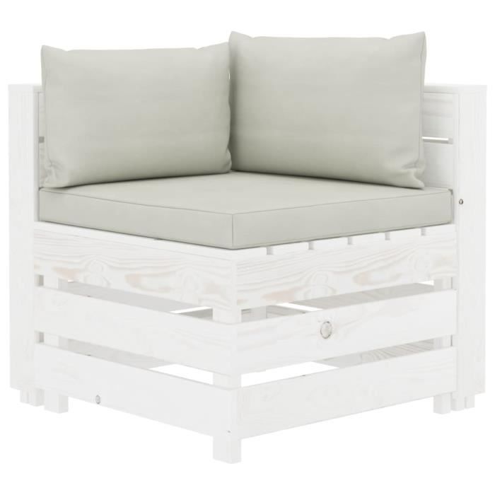 Canapé d'angle de jardin blanc bois de pin massif vidaXL | Leroy Merlin