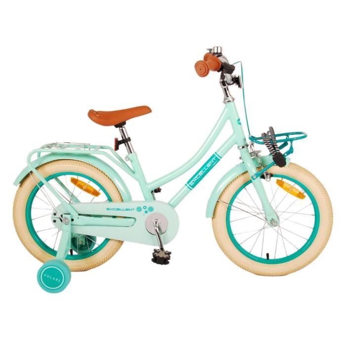 Vélo pour enfants Volare Excellent - Filles - 16 pouces - Vert - Frein à main et frein à rétropédalage