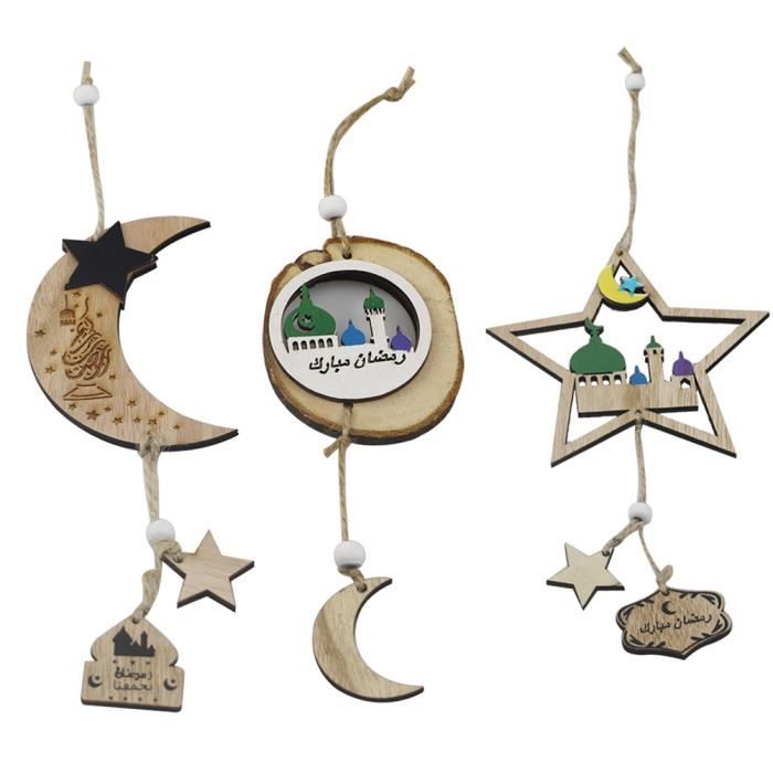 3 Pcs Eid Pendentifs Lune Etoile Conception En Bois Musulman Corban Festival Islam Artisanat Decoration Fleche De Lit Bebe Cdiscount Puericulture Eveil Bebe