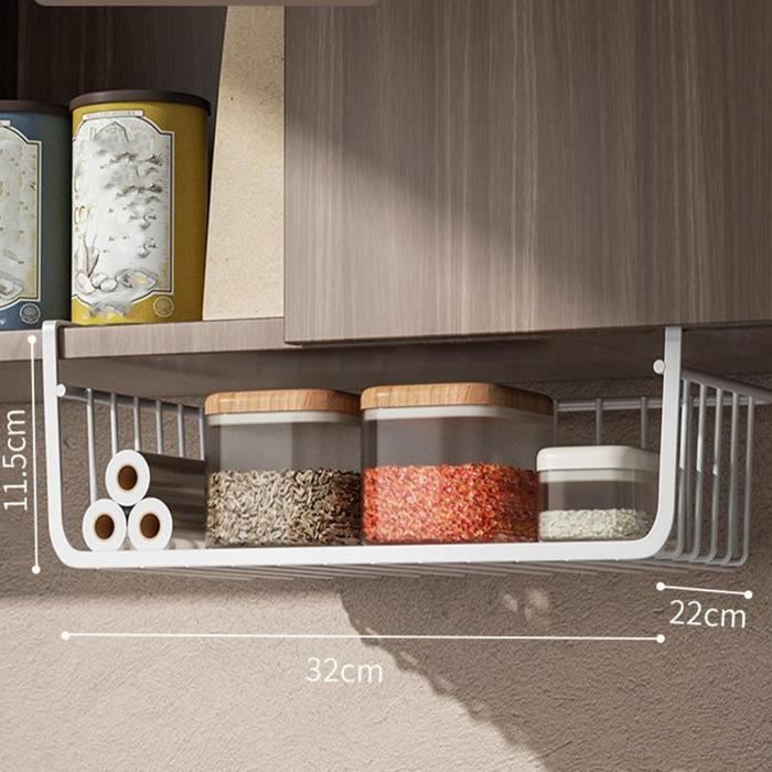 BAODBF Rangement sous étagère, panier de rangement sous étagère, rangement extensible sous étagère 38,5-70,5 cm, suspension sous armoire pour armoires de cuisine (noir