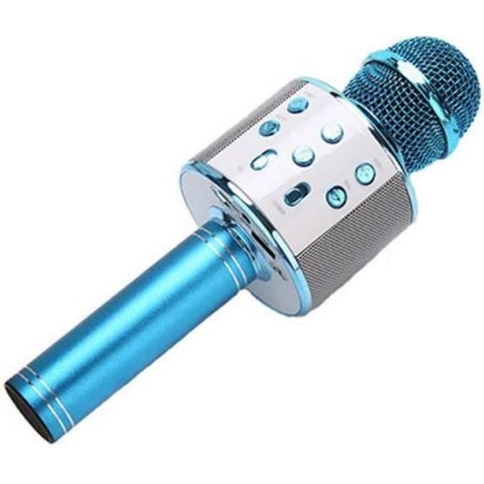 ZF07363-Microphone Karaoke Sans Fil,Karaoké Microphone Bluetooth 4 en 1 Portable pour Enfants-Adultes Chanter Cadeau Bleu