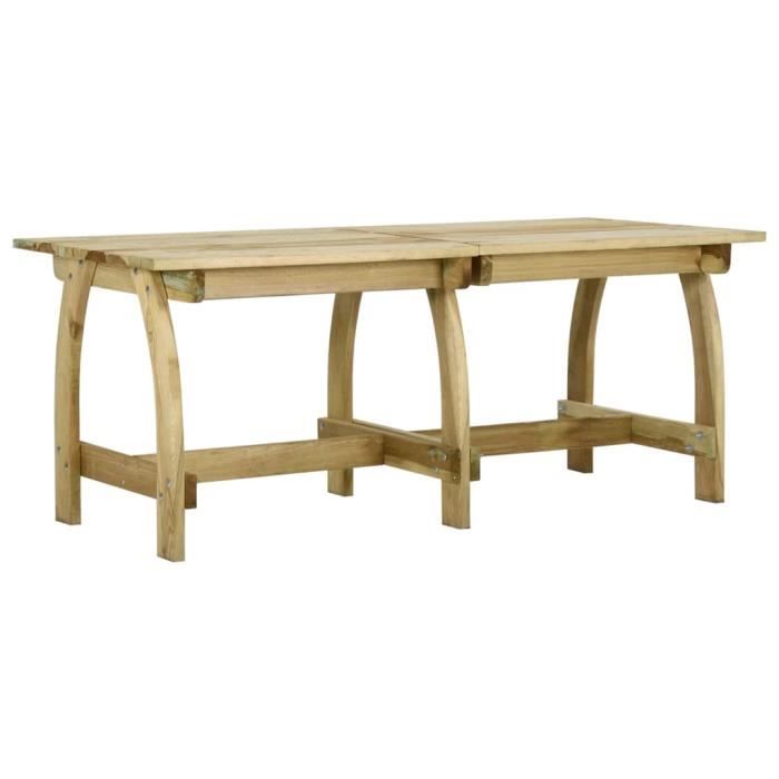 zerodis table de jardin 220x74x75 cm bois de pin imprégné xo066