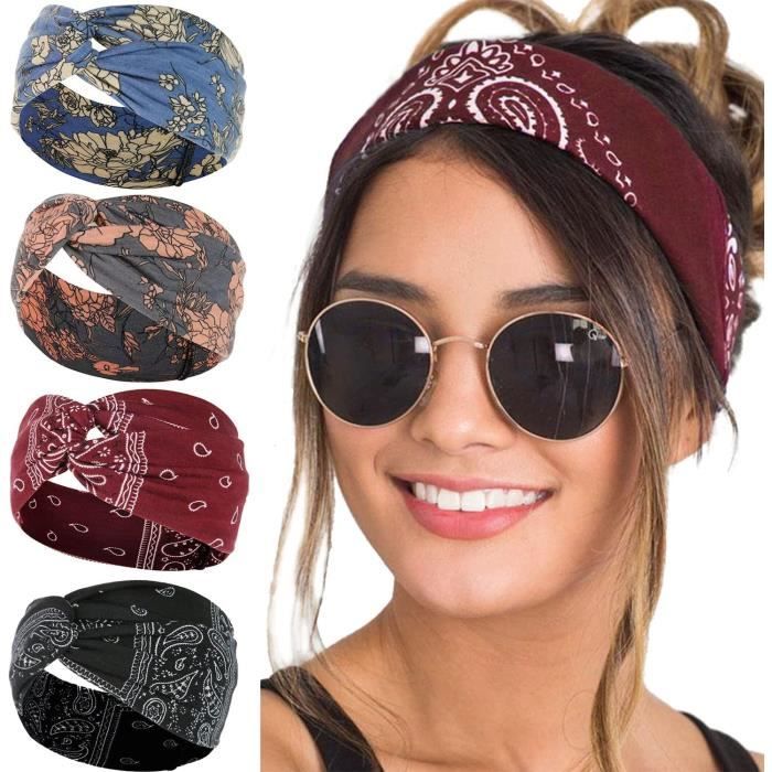 CYIOU Lot De 9 Bandeaux Cheveux Femme - Largeur 7cm, Élastique, Sport/Yoga/Maquillage (Noir/Gris/Blanc)