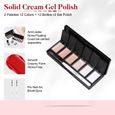 AIMEILI Solid Cream Gel Vernis à ongles avec pinceau, Neutral Nude Brown White Set Pudding UV LED Soak Off (12 couleurs) 5g-1