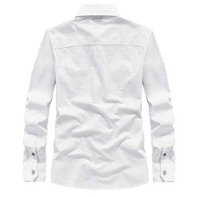 Chemise Militaire Homme en Coton Manches Longues Chemise Multi poches Couleur Unie Tissu Confortable Blanc Blanc Cdiscount Pret a Porter