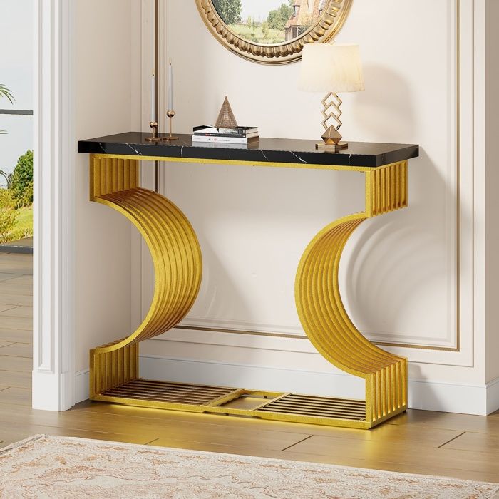 Table Console Avec 3 Tiroirs En Bois Naturel - Table D'Entrée, Table Basse Ou Table De Chevet 130x30x80 Cm