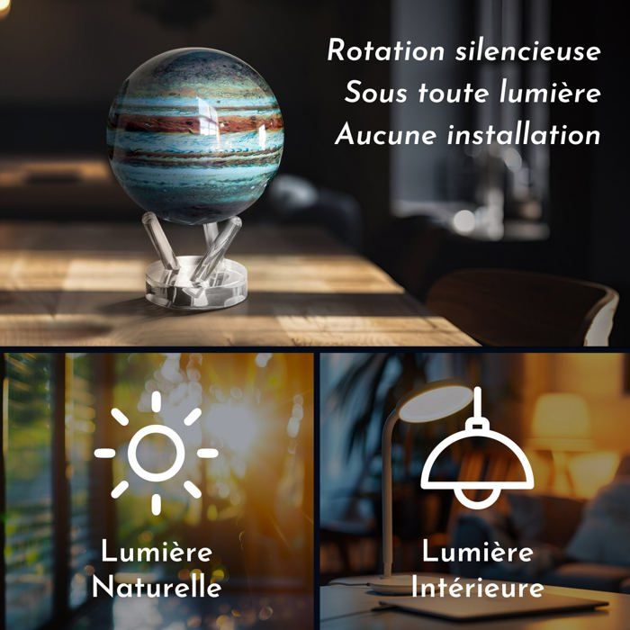 Globe MOVA Jupiter 4,5" - Globe Rotatif à Énergie Solaire - Décoration Bureau Et Cadeau Unique