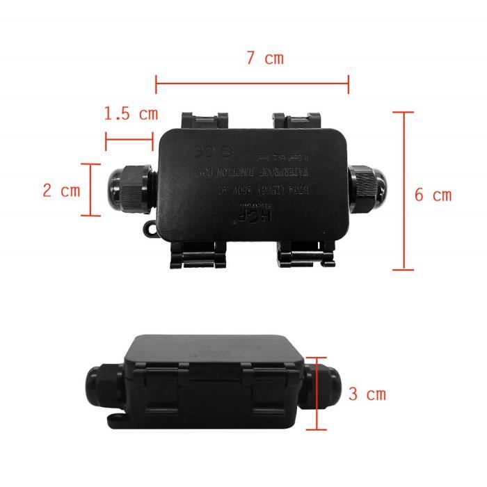 Domino Etanche Boîte De Jonction Étanche GWHOLE IP66 - 3 Entrées PG11 - Pour Extérieur - Noir - Lot De 4 Boitier Etanche