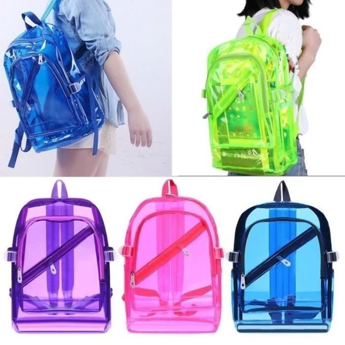 Sac a dos Sac a dos Transparent impermeable en plastique PVC sac a dos de tous les jours Mini sac d ecole pour Type green