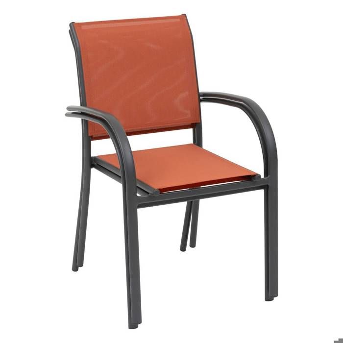Fauteuil Jardin Empilable Piazza Grenade/Graphite - Aluminium Anti-Rouille - Hespéride