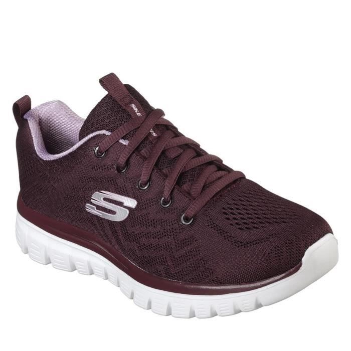 Basket SKECHERS Femme GRACEFUL GET CONNE BURDEOS Textile Rouge